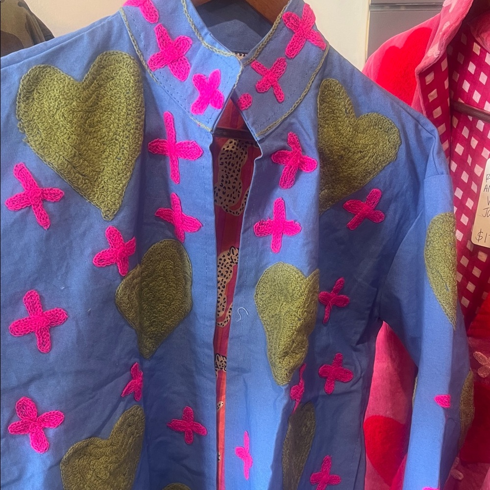 Heart & cross cotton jacket 
Chest 23in, sleeve 20in.